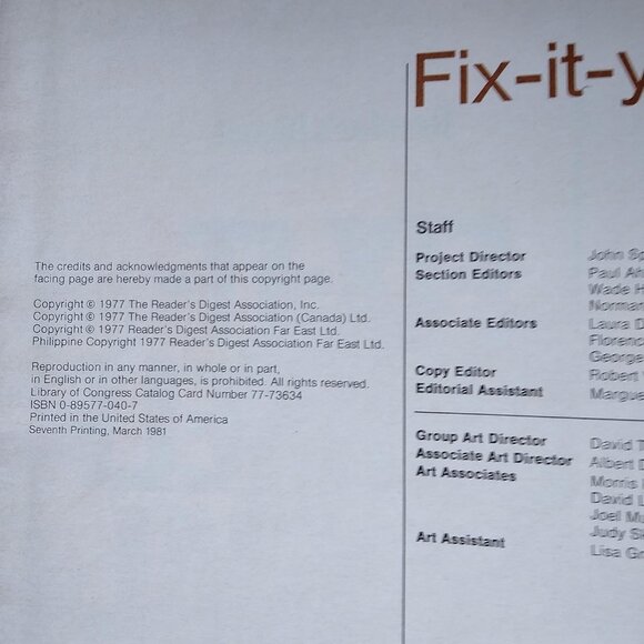 1977 Reader's Digest Fix-It-Yourself Manual: Vintage Home Repair Book - Picture 2 of 9